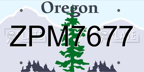 ZPM7677 Oregon License Plate