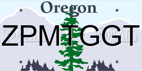 ZPMTGGT Oregon License Plate