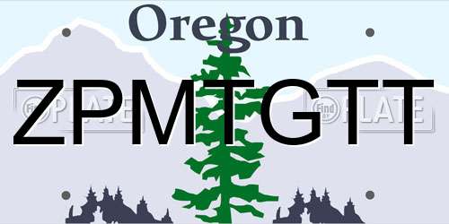 ZPMTGTT Oregon License Plate