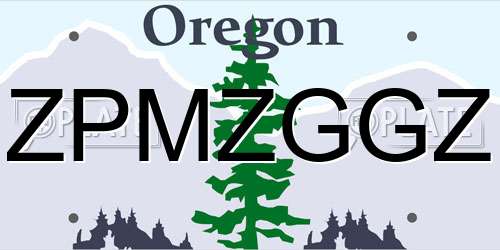 ZPMZGGZ Oregon License Plate