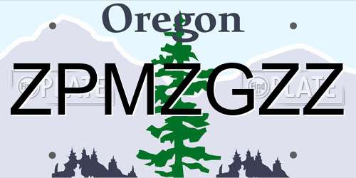 ZPMZGZZ Oregon License Plate