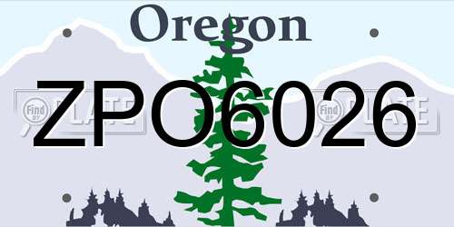 ZPO6026 Oregon License Plate