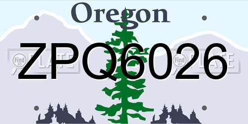 ZPQ6026 Oregon License Plate
