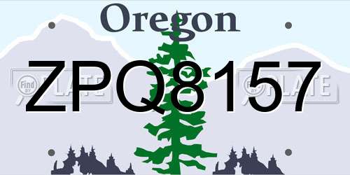 ZPQ8157 Oregon License Plate