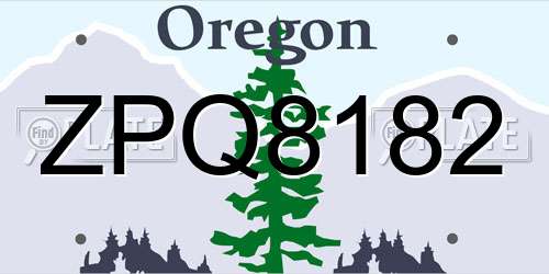 ZPQ8182 Oregon License Plate