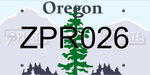 ZPR026 Oregon License Plate