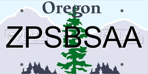 ZPSBSAA Oregon License Plate