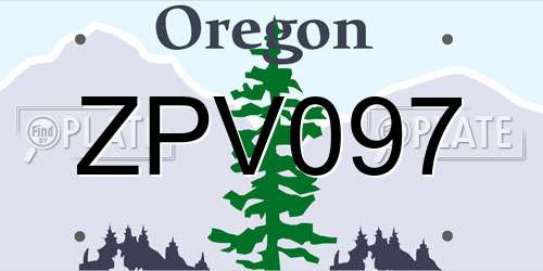 ZPV097 Oregon License Plate