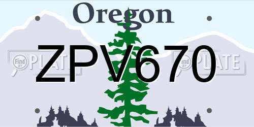 ZPV670 Oregon License Plate