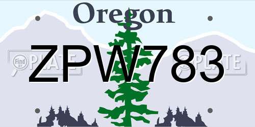 ZPW783 Oregon License Plate