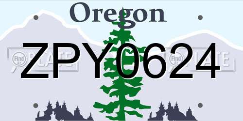 ZPY0624 Oregon License Plate