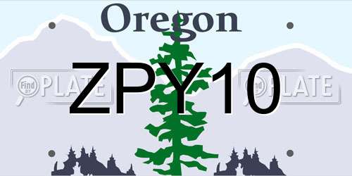 ZPY10 Oregon License Plate