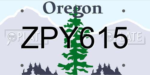 ZPY615 Oregon License Plate