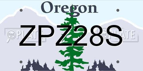ZPZ28S Oregon License Plate