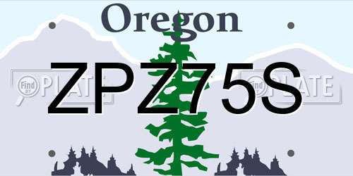 ZPZ75S Oregon License Plate