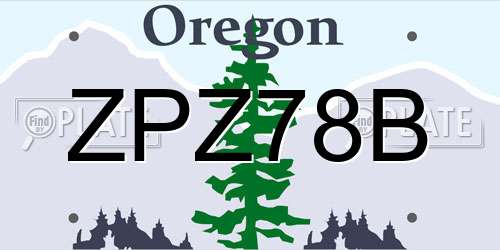 ZPZ78B Oregon License Plate