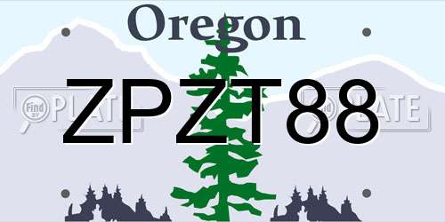 ZPZT88 Oregon License Plate