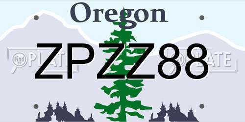 ZPZZ88 Oregon License Plate