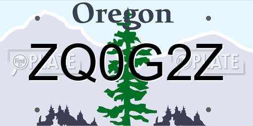 ZQ0G2Z Oregon License Plate