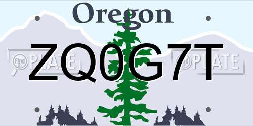 ZQ0G7T Oregon License Plate