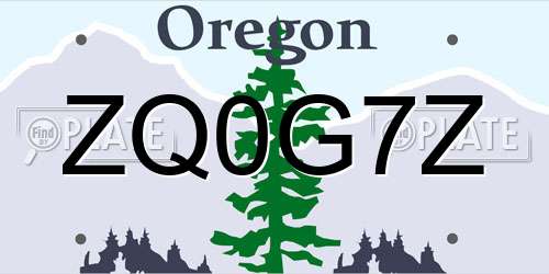 ZQ0G7Z Oregon License Plate