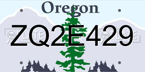 ZQ2E429 Oregon License Plate