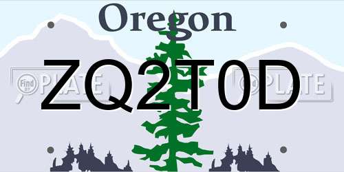 ZQ2T0D Oregon License Plate