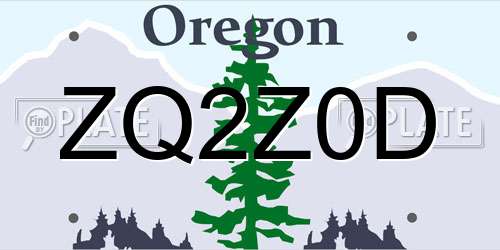 ZQ2Z0D Oregon License Plate