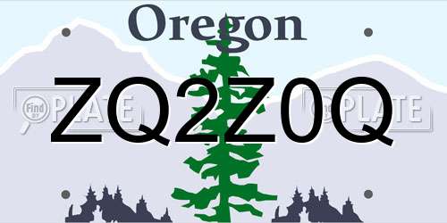 ZQ2Z0Q Oregon License Plate