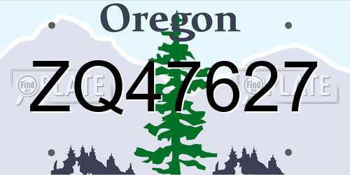 ZQ47627 Oregon License Plate