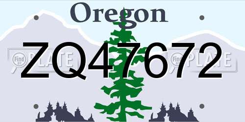 ZQ47672 Oregon License Plate