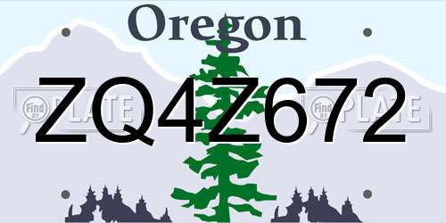ZQ4Z672 Oregon License Plate