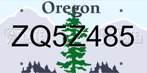 ZQ5Z485 Oregon License Plate