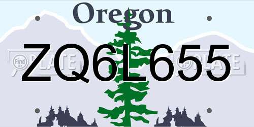 ZQ6L655 Oregon License Plate