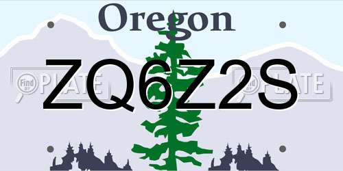 ZQ6Z2S Oregon License Plate