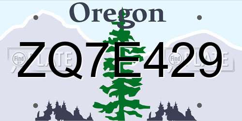 ZQ7E429 Oregon License Plate