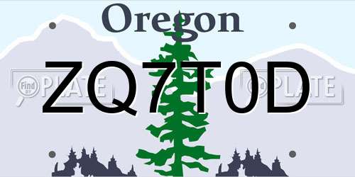 ZQ7T0D Oregon License Plate