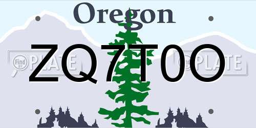 ZQ7T0O Oregon License Plate