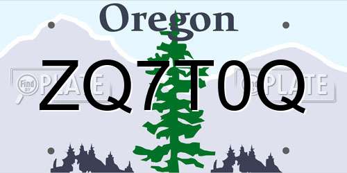 ZQ7T0Q Oregon License Plate