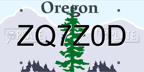 ZQ7Z0D Oregon License Plate