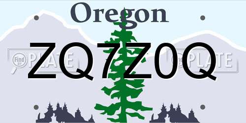 ZQ7Z0Q Oregon License Plate