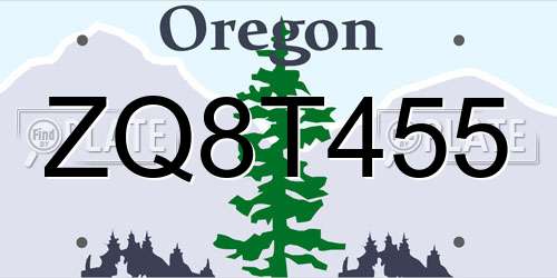 ZQ8T455 Oregon License Plate