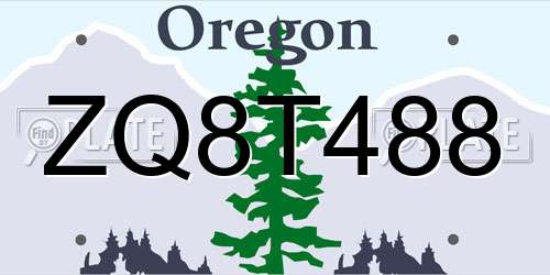ZQ8T488 Oregon License Plate