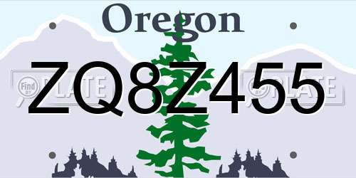 ZQ8Z455 Oregon License Plate