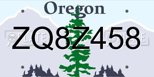 ZQ8Z458 Oregon License Plate