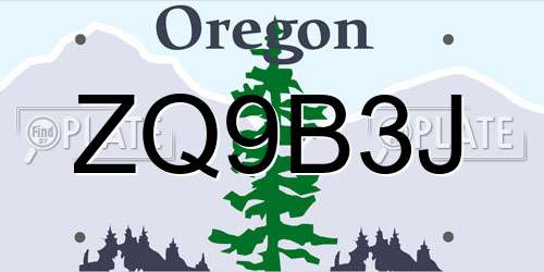 ZQ9B3J Oregon License Plate