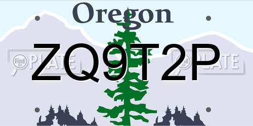 ZQ9T2P Oregon License Plate