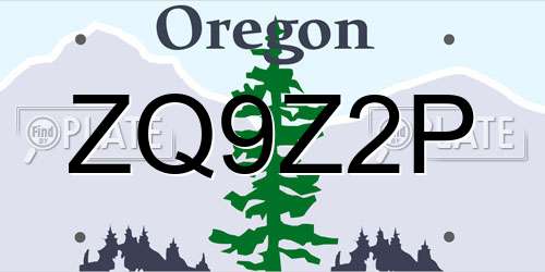 ZQ9Z2P Oregon License Plate