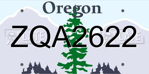 ZQA2622 Oregon License Plate