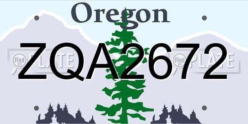 ZQA2672 Oregon License Plate